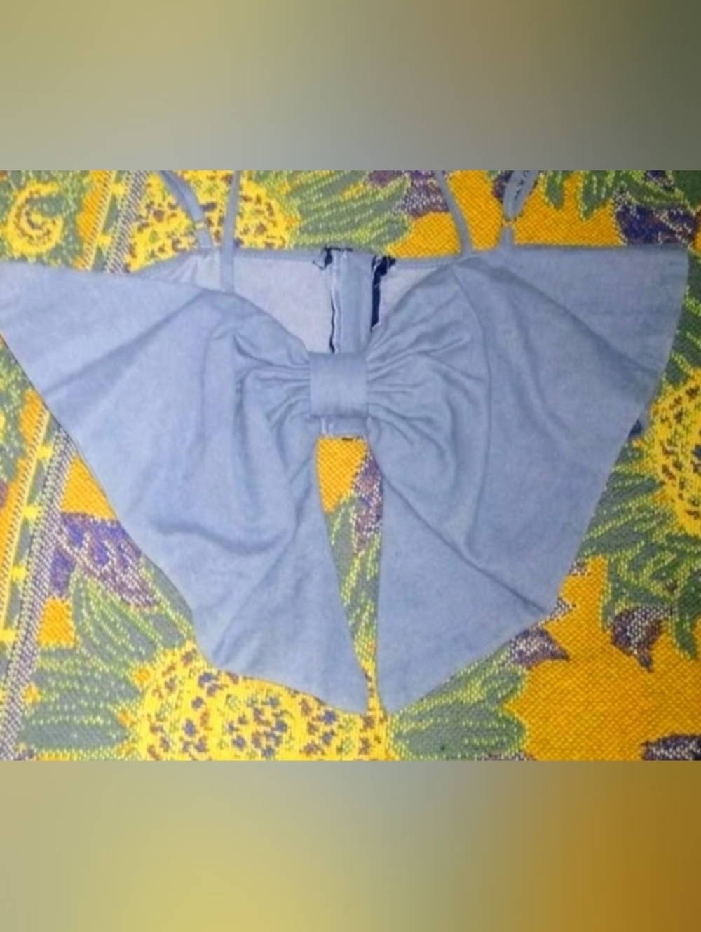 Strapless Bow Front Top in Light Blue